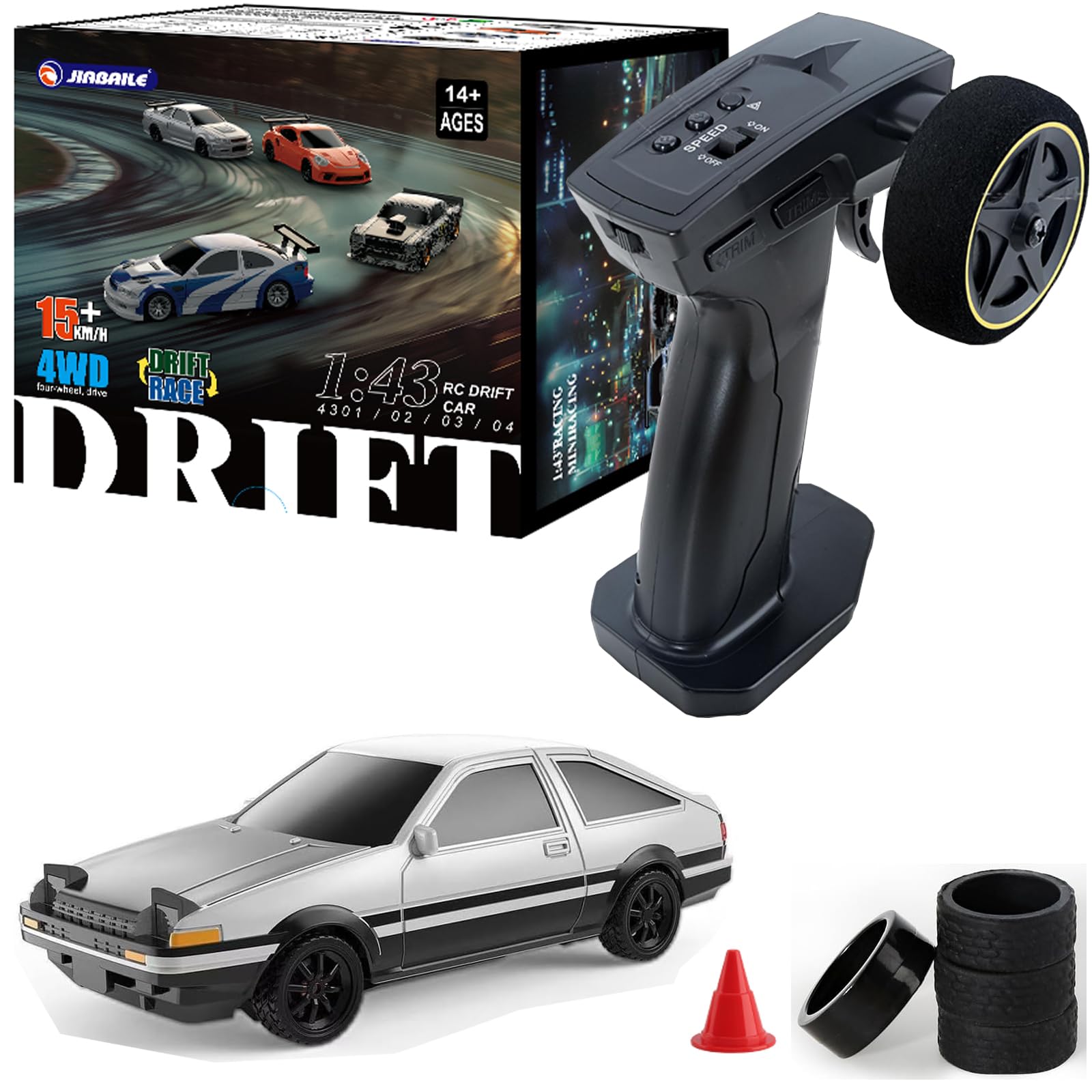 Amazon.com: Moonzeamus 1/43 Mini RC Drift Car 2.4GHz AE86 RTR Full